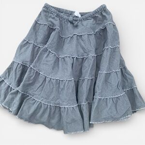 Mini Boden Gray Tiered Ruffle Skirt 7-8